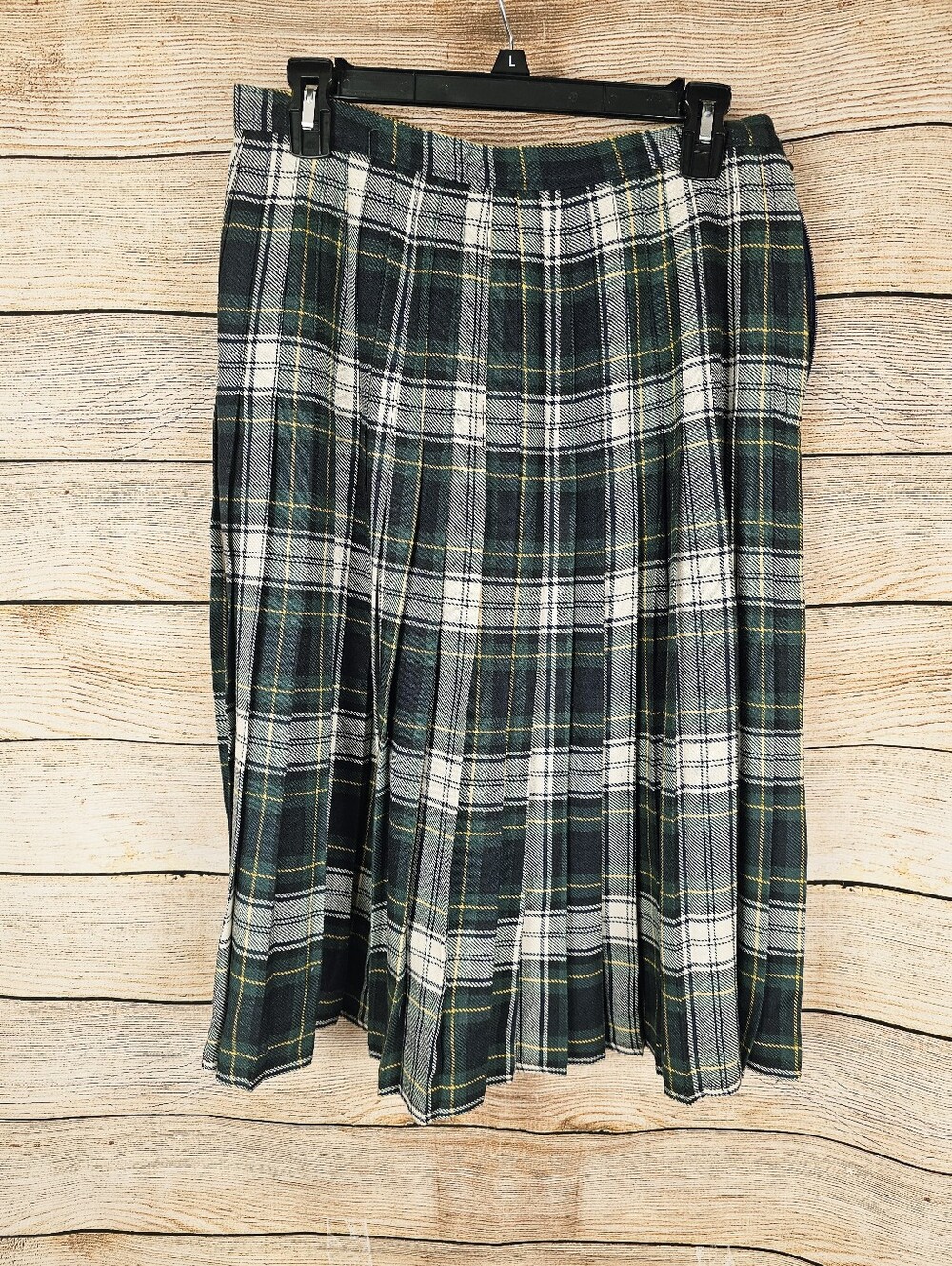 Vintage OUI Petites by Tan Jay Wool Blend Plaid Pleated Skirt Vintage Size 14
